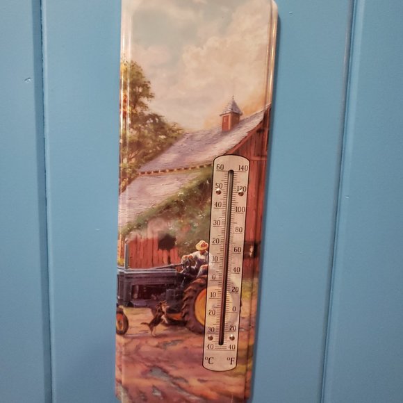 "Thomas Kinkade Summer Farm" - Retro Large Metal Thermometer - Indoor/Outdoor - Picture 8 of 8